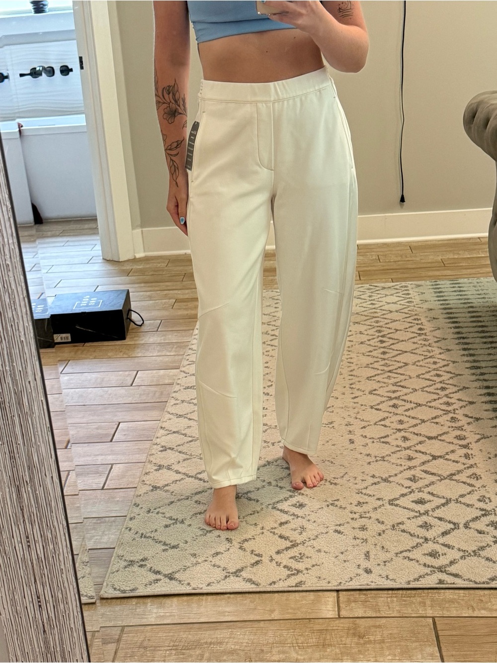 Women's Cream High-Rise Barrel Pants